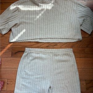 SHEIN Cream Ribbed Jumpsuit